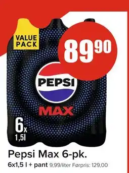 Spar Pepsi Max 6-pk, NOK 89.9 tilbud
