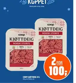 Coop Obs COOP KJØTTDEIG 14%, NOK 100 tilbud