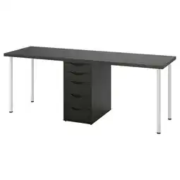 IKEA Lagkapten / alex Skrivebord, brunsvart/svart, 200x60 cm tilbud