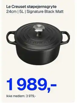 Jernia Le Creuset støpejernsgryte, NOK 3979, Medlemspris tilbud