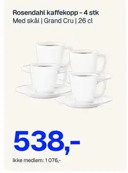Jernia Rosendahl kaffekopp - 4 stk, NOK 1076, Medlemspris tilbud
