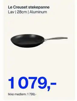 Jernia Le Creuset stekepanne, NOK 1799, Medlemspris tilbud