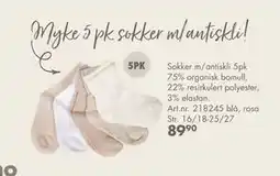 Sparkjøp Sokker m/antiskli 5pk, NOK 89.9 tilbud