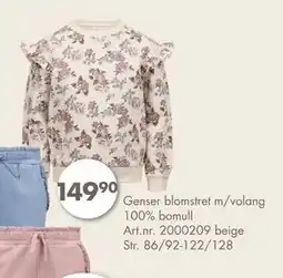 Sparkjøp Genser blomstret m/volang, NOK 149.9 tilbud