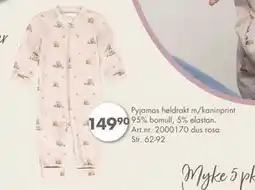Sparkjøp Pyjamas heldrakt m/kaninprint, NOK 149.9 tilbud