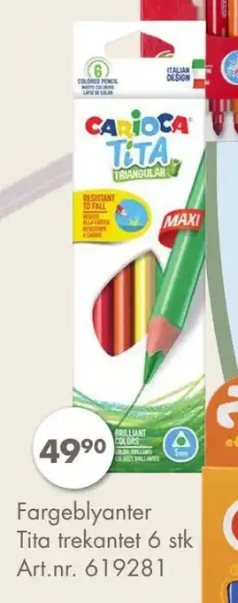 Sparkjøp Fargeblyanter Tita trekantet 6 stk, NOK 49.9 tilbud