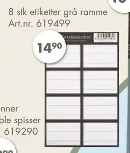 Sparkjøp 8 stk etiketter grå ramme, NOK 14.9 tilbud