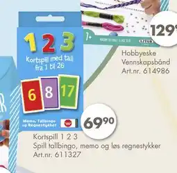Sparkjøp Kortspill 1 2 3 Spill tallbingo, memo og løs regnestykker, NOK 69.9 tilbud