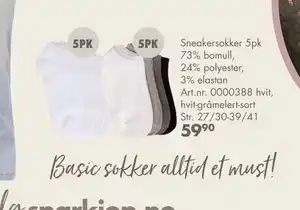 Sparkjøp Sneakersokker 5pk, NOK 59.9 tilbud