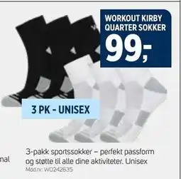 Sport 1 WORKOUT KIRBY QUARTER SOKKER, NOK 99 tilbud