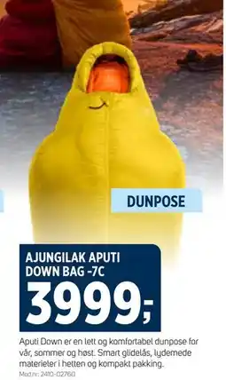 Sport 1 AJUNGILAK APUTI DOWN BAG -7C, NOK 3999 tilbud
