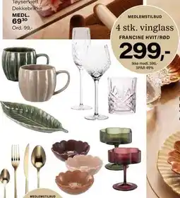 Kremmerhuset 4 stk. vinglass, NOK 596, Medlemspris tilbud