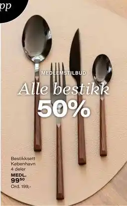 Kremmerhuset Bestikksett København 4 deler, Medlemspris tilbud