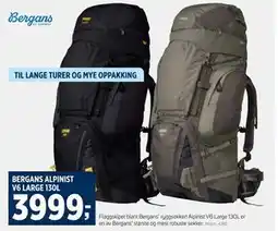 Sport 1 BERGANS ALPINIST V6 LARGE 130L, NOK 3999 tilbud