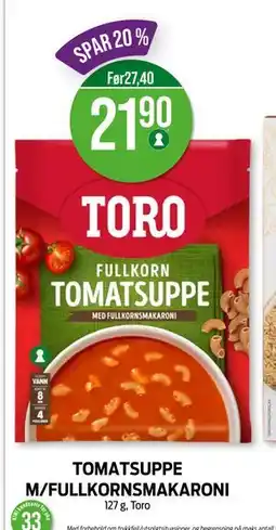 Kiwi TOMATSUPPE M/FULLKORNSMAKARONI, NOK 21.9 tilbud