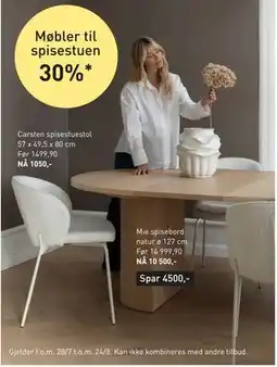 Kid Interiør Mie spisebord natur ø 127 cm, NOK 10500 tilbud
