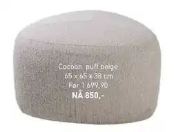 Kid Interiør Cocoon puff beige 65 x 65 x 38 cm, NOK 850 tilbud