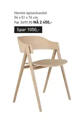 Kid Interiør Hennie spisestuestol 54 x 51 x 74 cm, NOK 2450 tilbud
