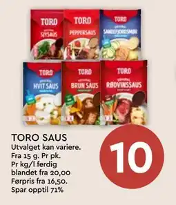 Coop Mega TORO SAUS, NOK 10 tilbud
