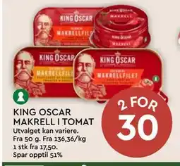 Coop Mega KING OSCAR MAKRELL I TOMAT, NOK 30 tilbud