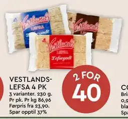 Coop Mega VESTLANDSLEFSA 4 PK, NOK 40 tilbud
