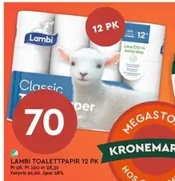 Coop Mega LAMBI TOALETTPAPIR 12 PK, NOK 70 tilbud