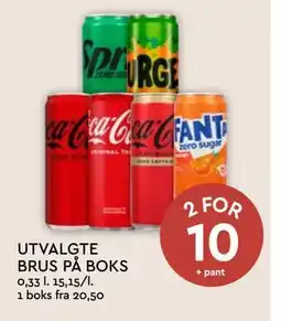 Coop Mega UTVALGTE BRUS PÅ BOKS, NOK 10 tilbud