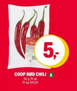 Coop Extra COOP RØD CHILI, NOK 5 tilbud