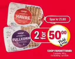 Coop Extra COOP FAVORITTBRØD, NOK 50 tilbud