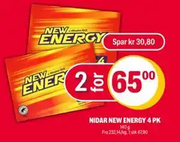 Coop Extra NIDAR NEW ENERGY 4 PK, NOK 65 tilbud
