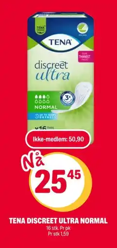 Coop Extra TENA DISCREET ULTRA NORMAL, NOK 50.9, Medlemspris tilbud