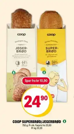 Coop Extra COOP SUPERBRØD/JEGERBRØD, NOK 24.9 tilbud