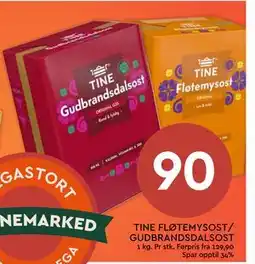Coop Mega TINE FLØTEMYSOST/ GUDBRANDSDALSOST, NOK 90 tilbud