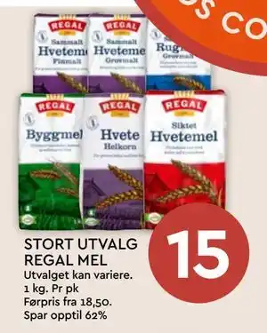 Coop Mega STORT UTVALG REGAL MEL, NOK 15 tilbud