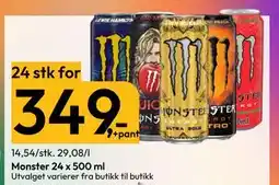 Gigaboks Monster 24 x 500 ml, NOK 349 tilbud