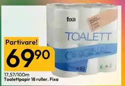 Gigaboks Toalettpapir 18 ruller. Fixa., NOK 69.9 tilbud