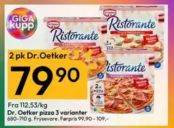 Gigaboks Dr. Oetker pizza 3 varianter, NOK 79.9 tilbud
