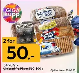 Gigaboks Pågen brød, NOK 50 tilbud