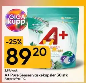 Gigaboks A+ Pure Senses vaskekapsler 30 stk, NOK 89.2 tilbud