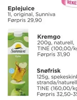 Meny Eplejuice, NOK 20 tilbud