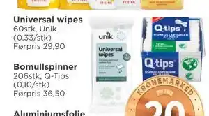Meny Universal wipes, NOK 20 tilbud