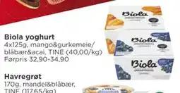 Meny Biola yoghurt, NOK 20 tilbud