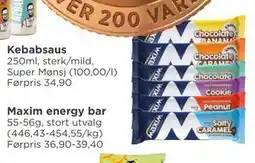 Meny Maxim energy bar, NOK 25 tilbud