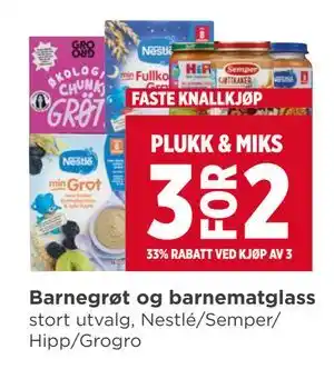 Meny Barnegrøt og barnematglass tilbud