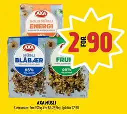 Coop Prix AXA MÜSLI, NOK 90 tilbud