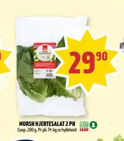 Coop Prix NORSK HJERTESALAT 2 PK, NOK 29.9 tilbud