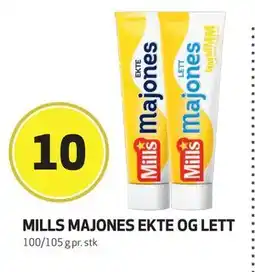 Bunnpris MILLS MAJONES EKTE OG LETT, NOK 10 tilbud