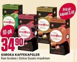 Europris GIMOKA KAFFEKAPSLER, NOK 34.9 tilbud