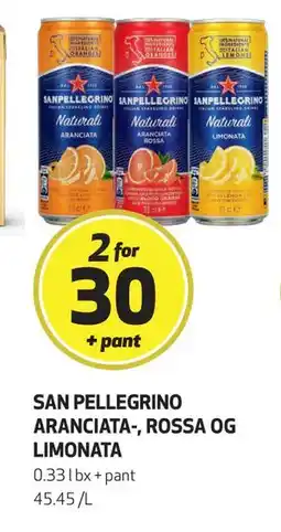 Bunnpris SAN PELLEGRINO ARANCIATA-, ROSSA OG LIMONATA, NOK 30 tilbud