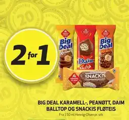 Bunnpris BIG DEAL KARAMELL-, PEANØTT, DAIM BALLTOP OG SNACKIS FLØTEIS tilbud